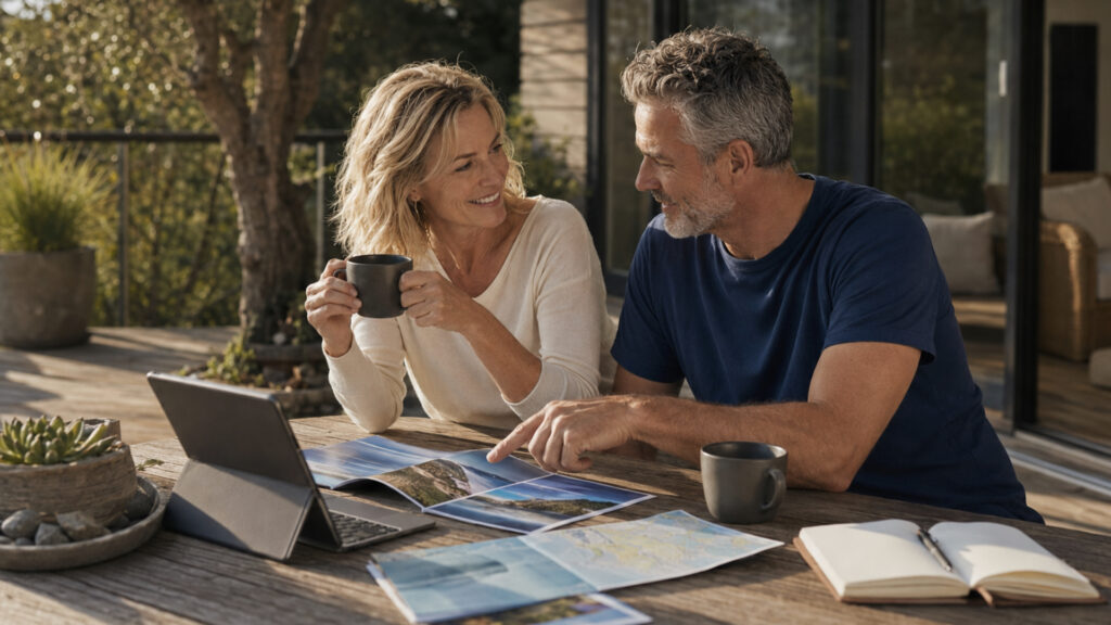 The Health Benefit of Having Something to Look Forward To - couple planning a holiday